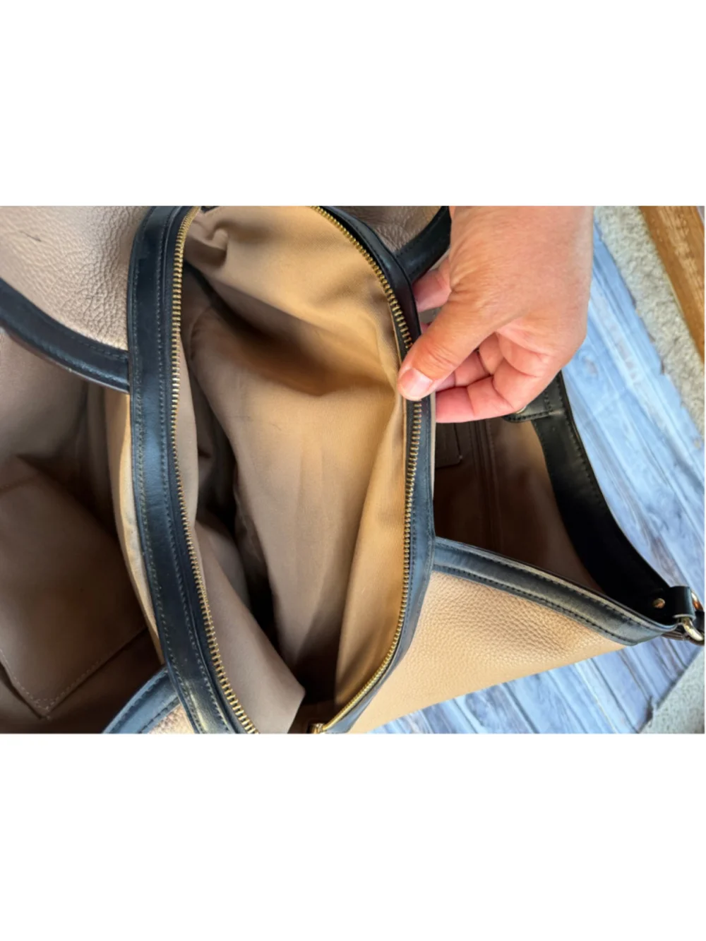 Coach Kristy Shoulder Bag In Colorblock Chalk black tan pebbled leather